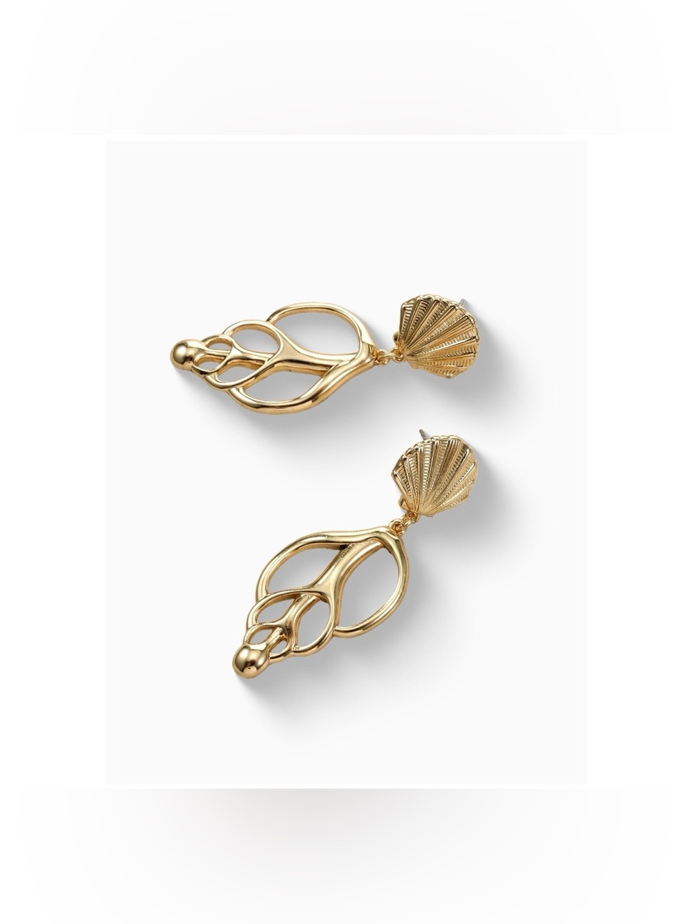 Gold Shell Drop Earrings - Women Jewelry